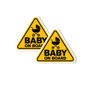 „Baby On Board“ įspėjamasis vinilinis lipdukas, 2 vnt.