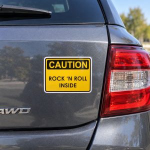 „Caution – Rock ’N Roll Inside“ vinilinis lipdukas, 2 vnt. - Image 2