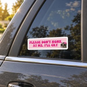 „Please Don’t Honk At Me, I’ll Cry“ vinilinis lipdukas, 2 vnt. - Image 3
